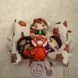 Disney Turning Red Bow with Red and White Accents